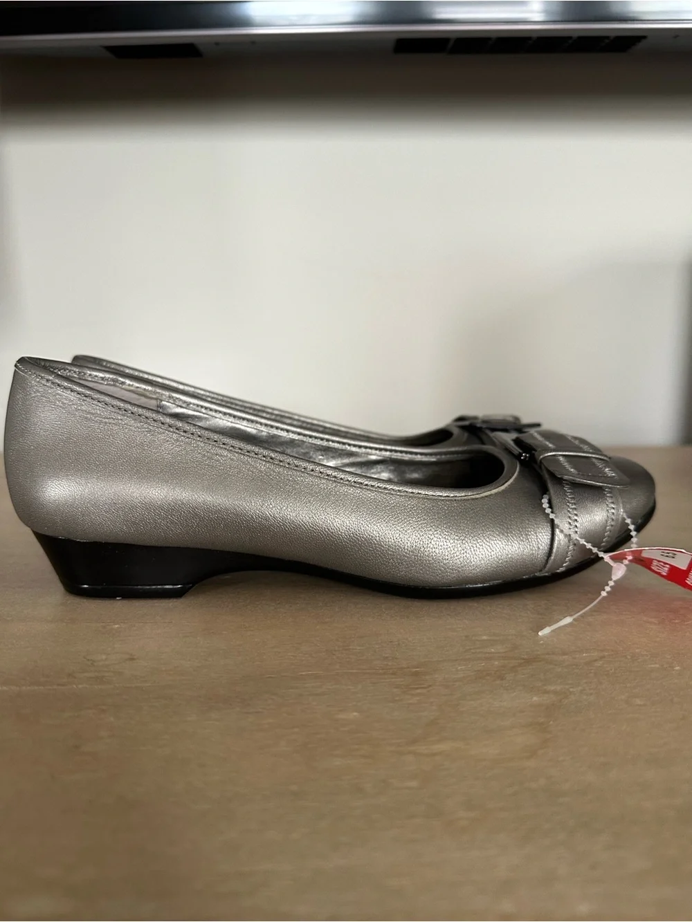 Bandolino Metallic Silver Buckle Slip-On Flats